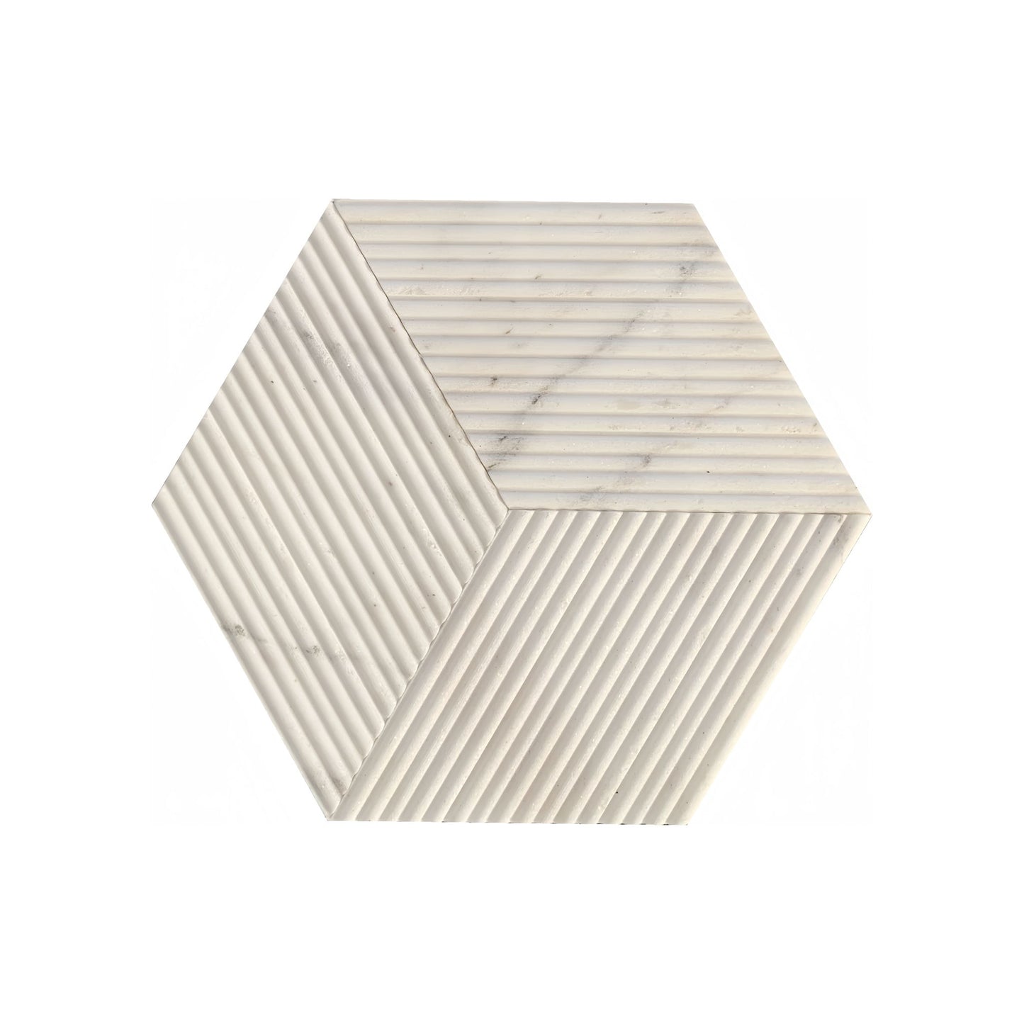 Hexagon Natural Stone Marble Tile, 3D Fluted (Set of 12)