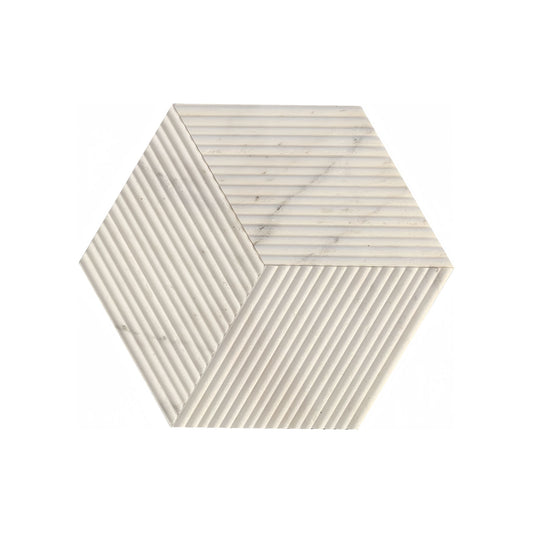 Hexagon Natural Stone Marble Tile, 3D Fluted (Set of 12)