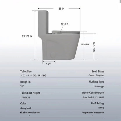 1 Piece Toilet With Tornado Flush, Dual Flush, And ADA Height Comfort Chair