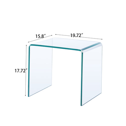 Tempered Bent Glass Sidetable, Transparent End Table, Sofa Table, Premium Glass, Multi Purpose Design - Transparent