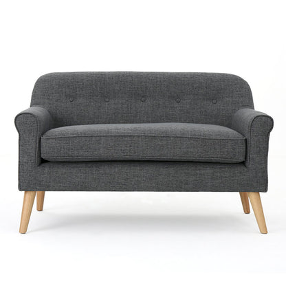 Classic Loveseat With Rolled Armrests And Button Tufting