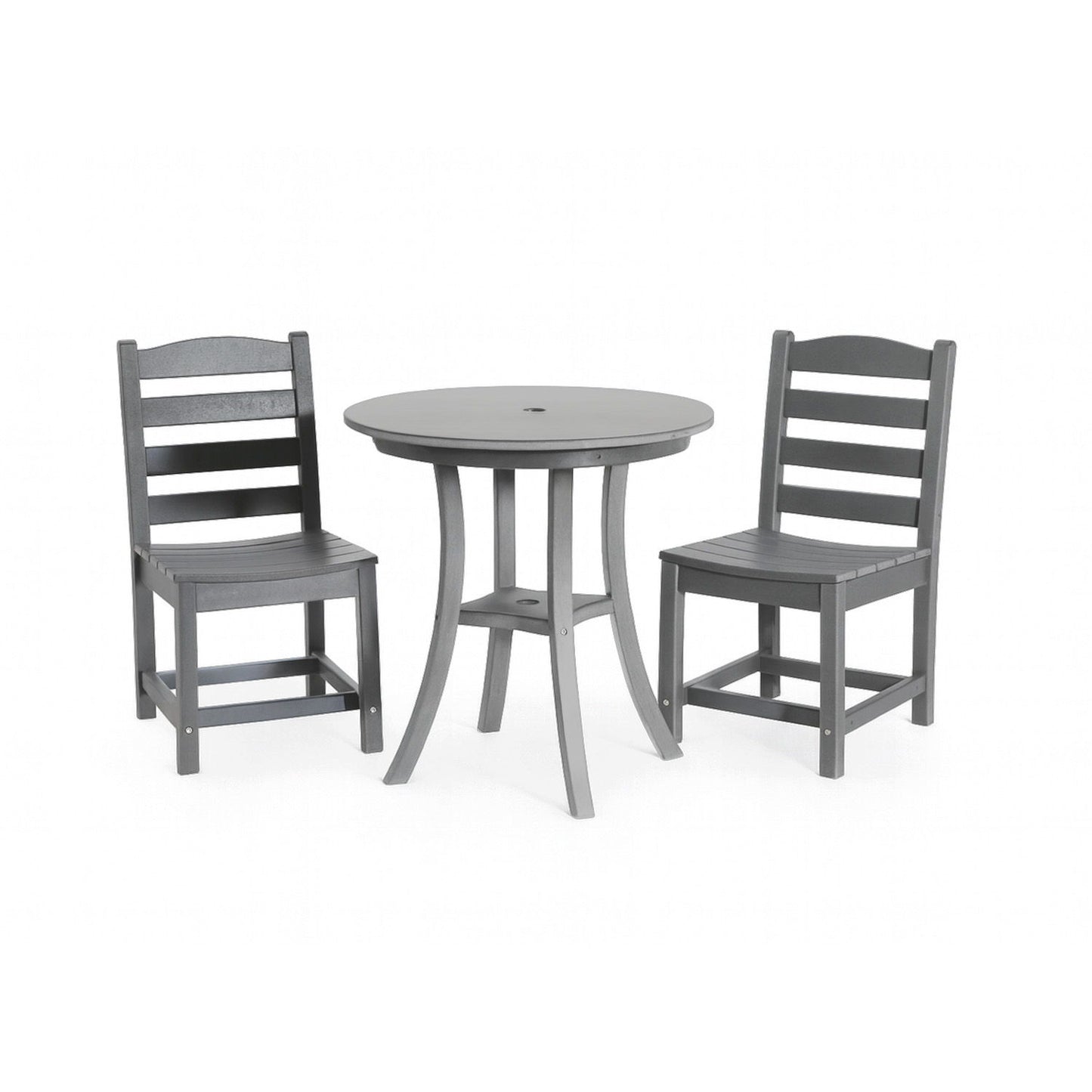 3 Piece Outdoor Dining Set, Round Patio Table With 2 Armless Chairs
