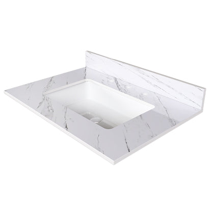 Bianco Carrara Venato Elegant Marble Vanity Top, Bathroom Vanity With Undermount Sink, Sintered Stone