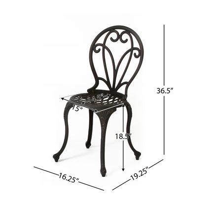 Thomas - 3 Pieces Cast Bistro Set - Black / Gold