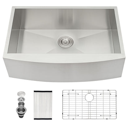 Farmhouse 36" Kitchen Sink Stainless Steel Apron Front - Brushed Nickel