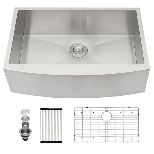Farmhouse 36" Kitchen Sink Stainless Steel Apron Front - Brushed Nickel