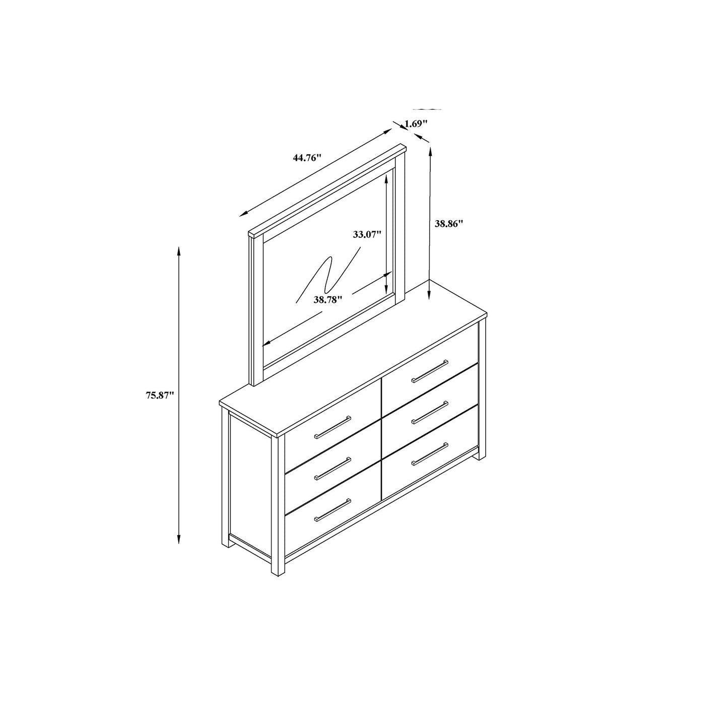 Avery - Mirror With Sleek Frame Large Scale Mirror For Dresser - Beige