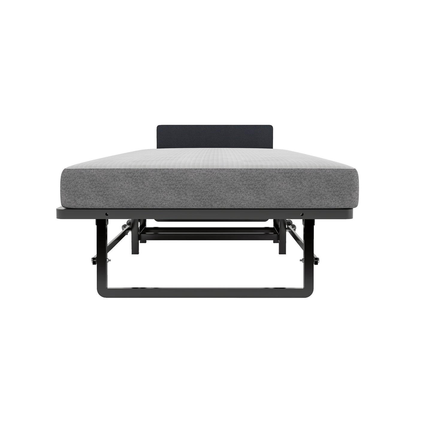 Modern Metal Folding Bed Frame With Foam Mattress, Easy Storage & Mobility - Black