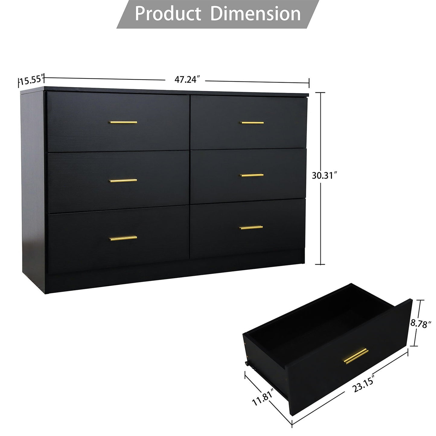 Modern Drawer Dresser For Bedroom, Ample Storage Wide Chest Of Drawers