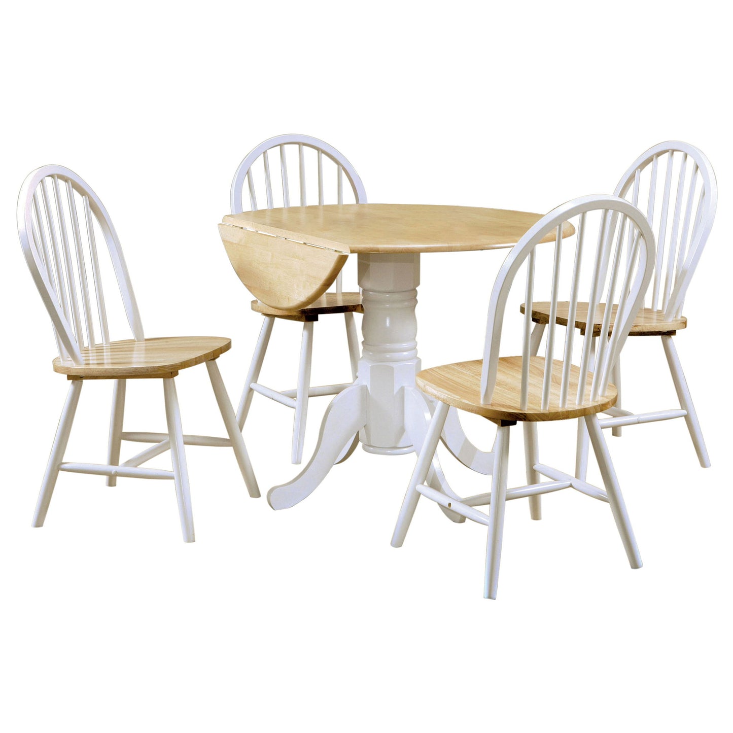 Greer - 5 Piece Dining Set With Drop Down Leaf Table And Curved Back Chairs - White