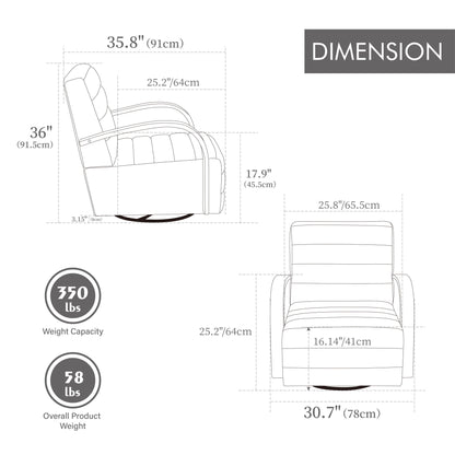 360° Swivel Accent Chair With Armrests, Comfy Lounge