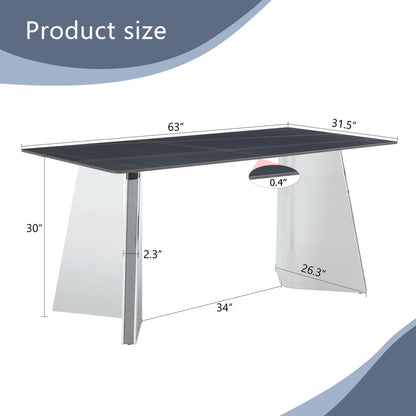 Modern Marble Patterned Dining Table With Stainless Steel Butterfly Legs