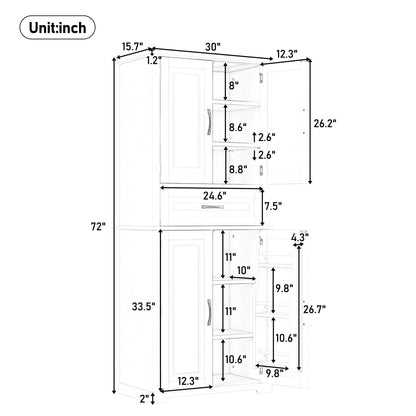 Bathroom Storage Cabinet With Multifunctional Storage Space, Drawer With Slide Rails, Adjustable Shelf