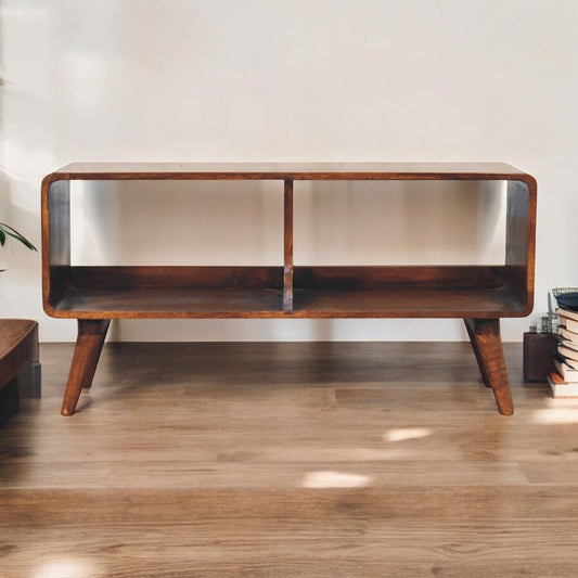 Curved Double Slot Media Unit - Dark Brown