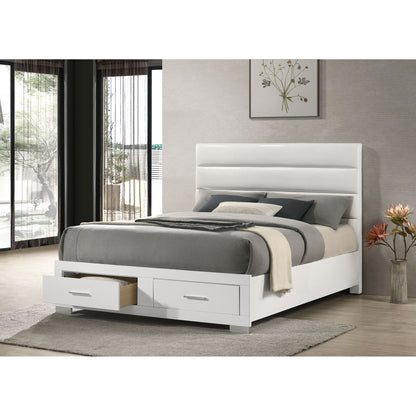 Dulcey - Queen Storage Bed With Tufted Headboard - Gloss White
