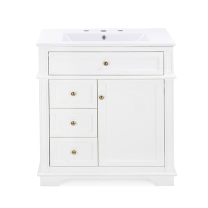 Freestanding Bathroom Vanity With Sink, Soft Closing Door, Tip Out Drawer