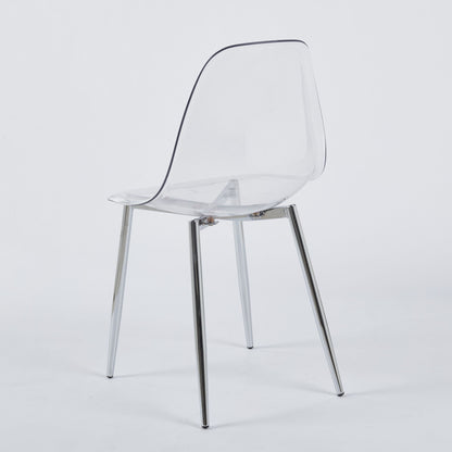 Transparent Plastic Seat Dining Chair (Set of 4)