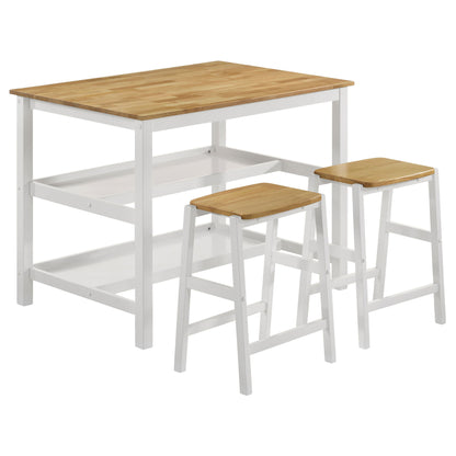 Cowichan - Kitchen Island Counter Table With Pot Rack - White