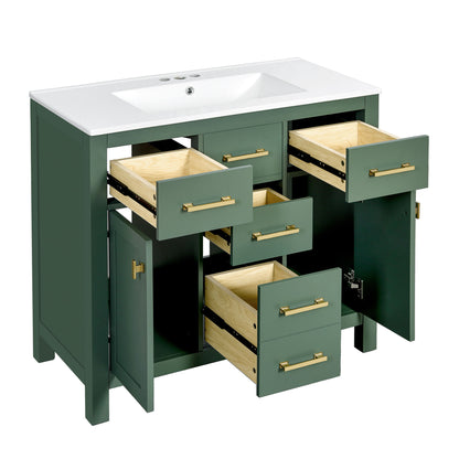 Bathroom Vanity With Sink, Cabinet With 4 Drawers & 2 Soft Close Doors, Rectangular Storage Unit For Bathroom