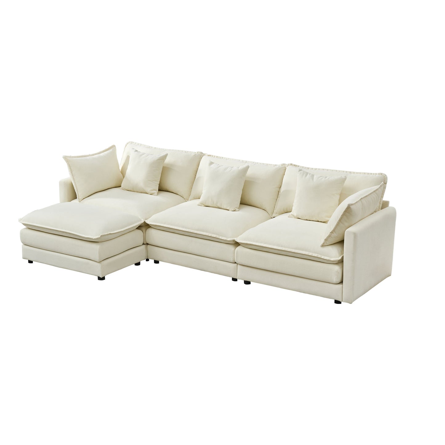 Modular Ottoman Style Deep Seat Sofa With Cushions