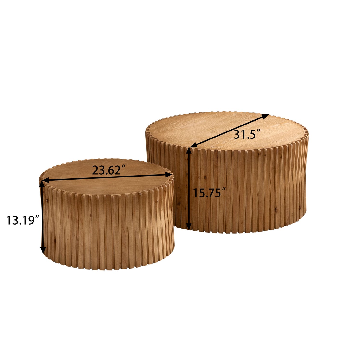 Cylindrical Coffee Table With Vertical Texture Relief