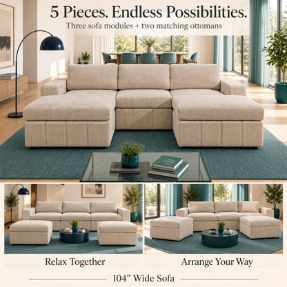Modular Sectional Sofa, Reversible Set