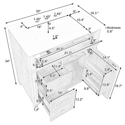 Bathroom Vanity With Flip Out Drawer, 2 Soft-Close Drawers