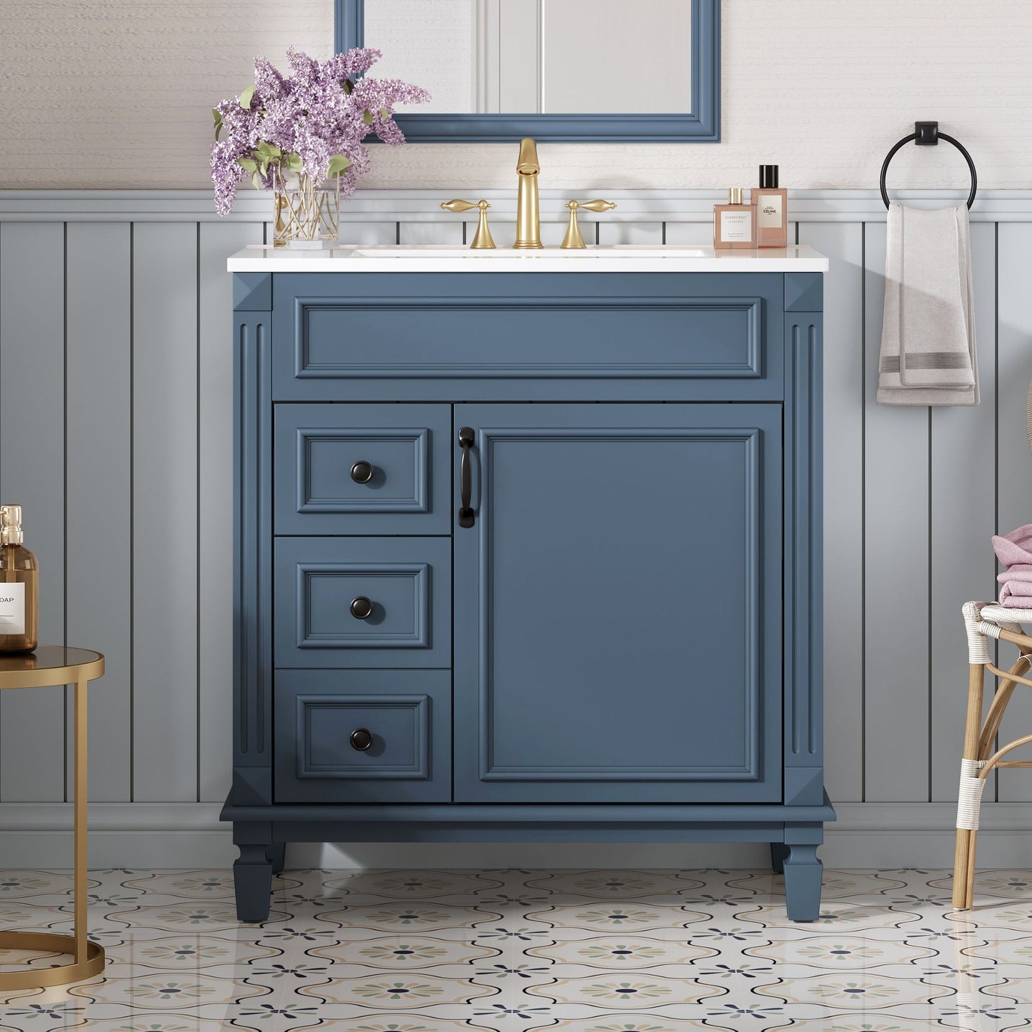 Bathroom Vanity With Sink, Cabinet With 2 Drawers And Adjustable Shelf