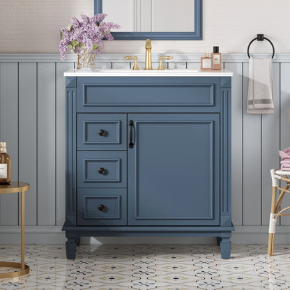 Bathroom Vanity With Sink, Cabinet With 2 Drawers And Adjustable Shelf