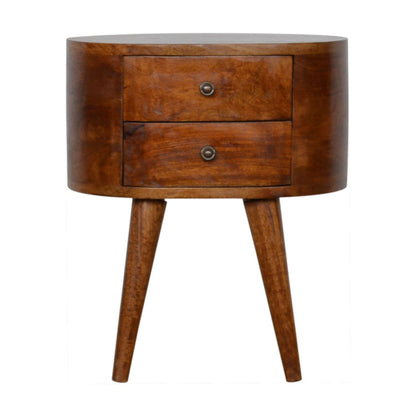 Rounded Bedside Table - Chestnut