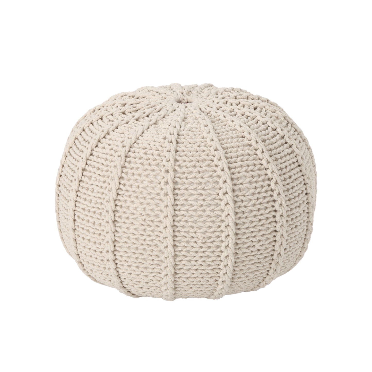 Bordeaux - Knitted Cotton Round Pouf Ottoman And Floor Cushion