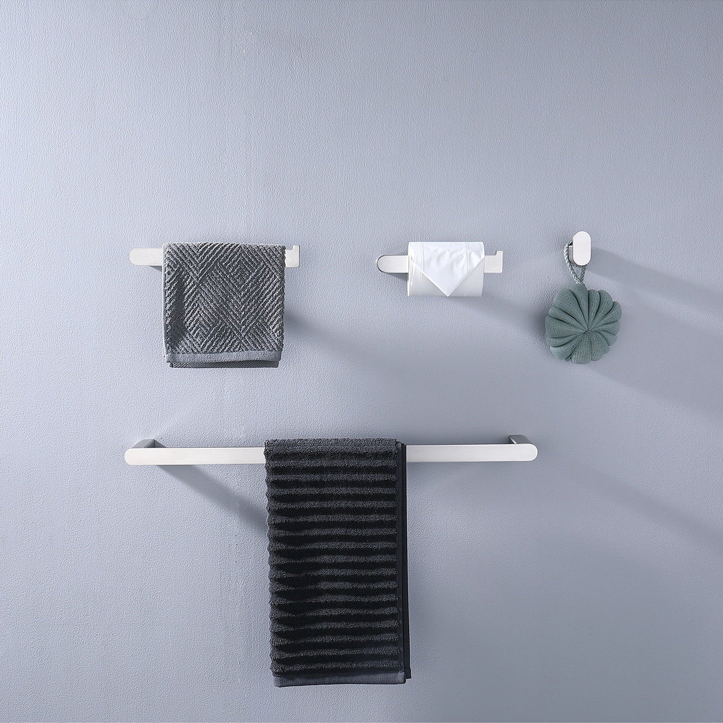 4 Pieces Bathroom Hardware Set Single Towel Bar, Towel Holder, Toilet Paper Holder