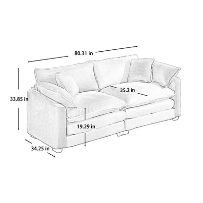 Elegant Corduroy Oversized Sectional Sofa Set With Deep Seats And Flexible Layout