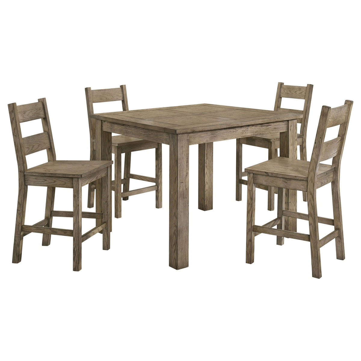 Cressley - 5 Piece Counter Height Dining Set With Ladder Back Chairs - Light Oak