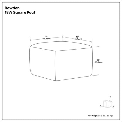 Bowden - Square Pouf Ottoman - Gray