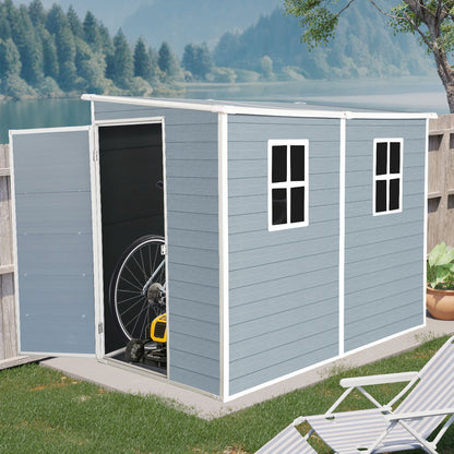 Outdoor Storage Shed With Floor Resin Shed With Two-Window, Waterproof, Lockable Doors For Patio, Yard, Lawn