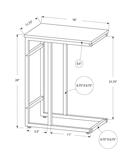 Accent Table, C - Shaped, Modern Design - Black