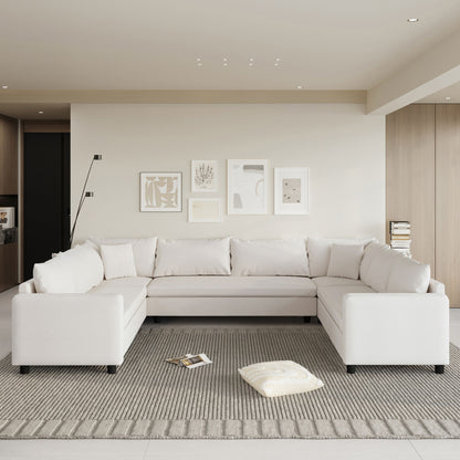 Modular Sectional Reversible U Shaped Couch Set, Free Combination Minimalist Style, Oversized 8 Seat Convertible Sofa