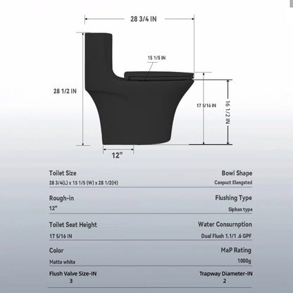 1 Piece Toilet With Dual Flush And Soft Closing Seat