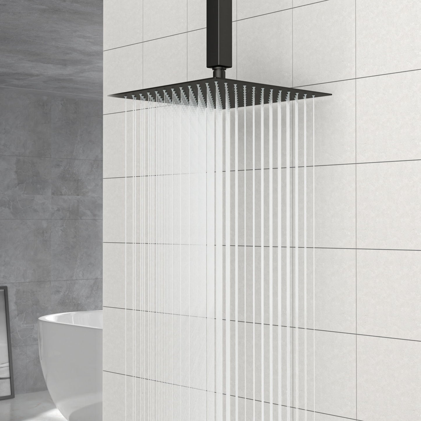Modern 10" Square Rainfall Shower Head & Stainless Steel Wall Or Ceiling Mount Luxury Spa Shower Panel