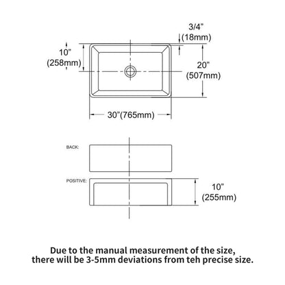 Sink 30" Apron Front Reversible Single Bowl Kitchen Sink & Grid And Strainer - White
