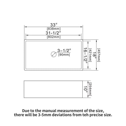 33" Undermount Sink With Apron Front, Single Bowl, Grid - White