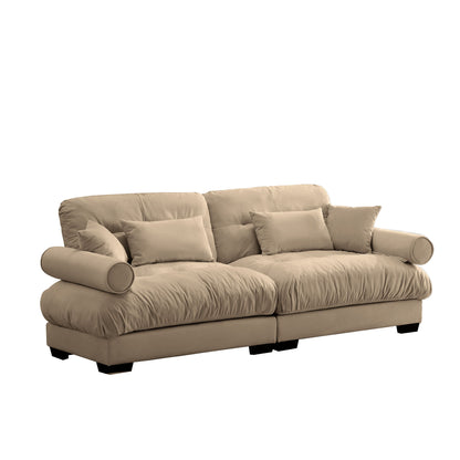 Modern Oversize Sofa With Cloud Like Comfort, Featuring Waist And Throw Pillows