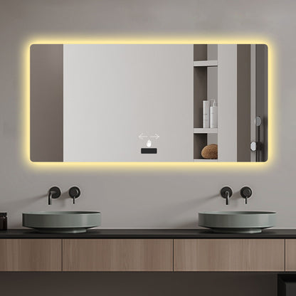 Frameless Bathroom Mirror With Light, LED Backlit, Tri Color Dimming, Anti Fog, Smart Sensor - Silver