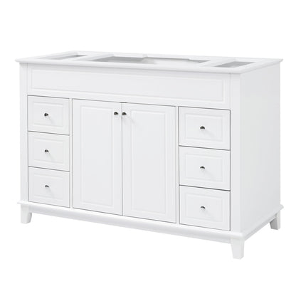 Bathroom Vanity Cabinet Only, 6 Soft Close Drawers & Double Doors - White