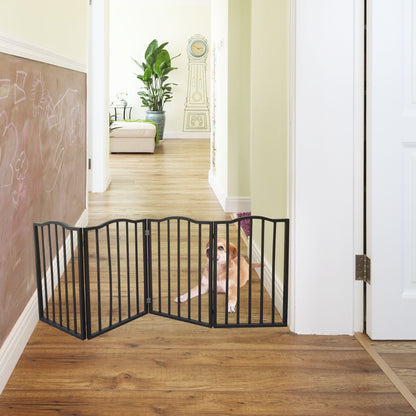 Pet Gate Dog Gate For Doorways, Stairs Or House Freestanding Folding - Dark Brown