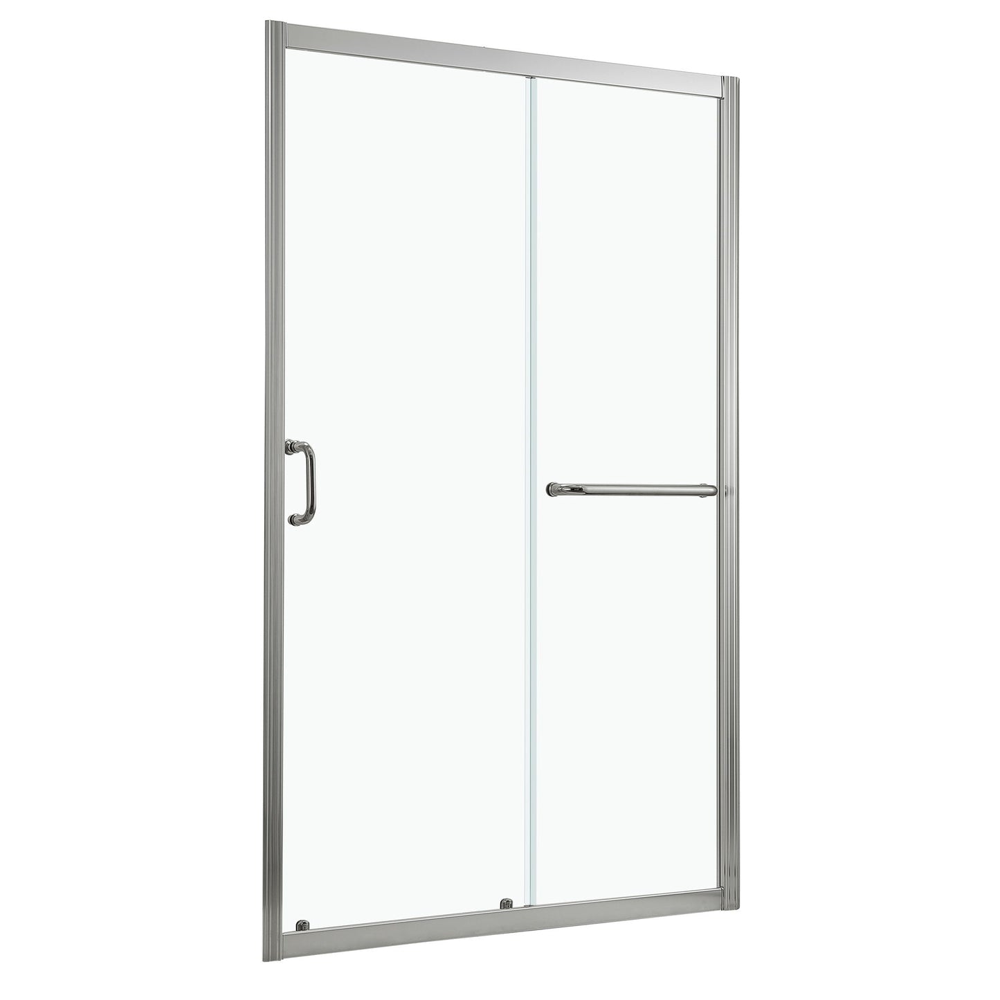 Single Sliding Bypass Shower Door, Tempered Glass Enclosure