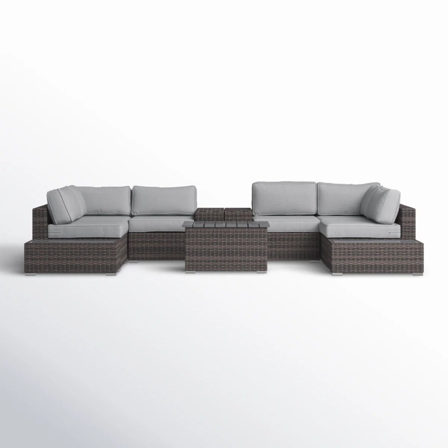Wicker Sectional Seating Group With Plush Cushions