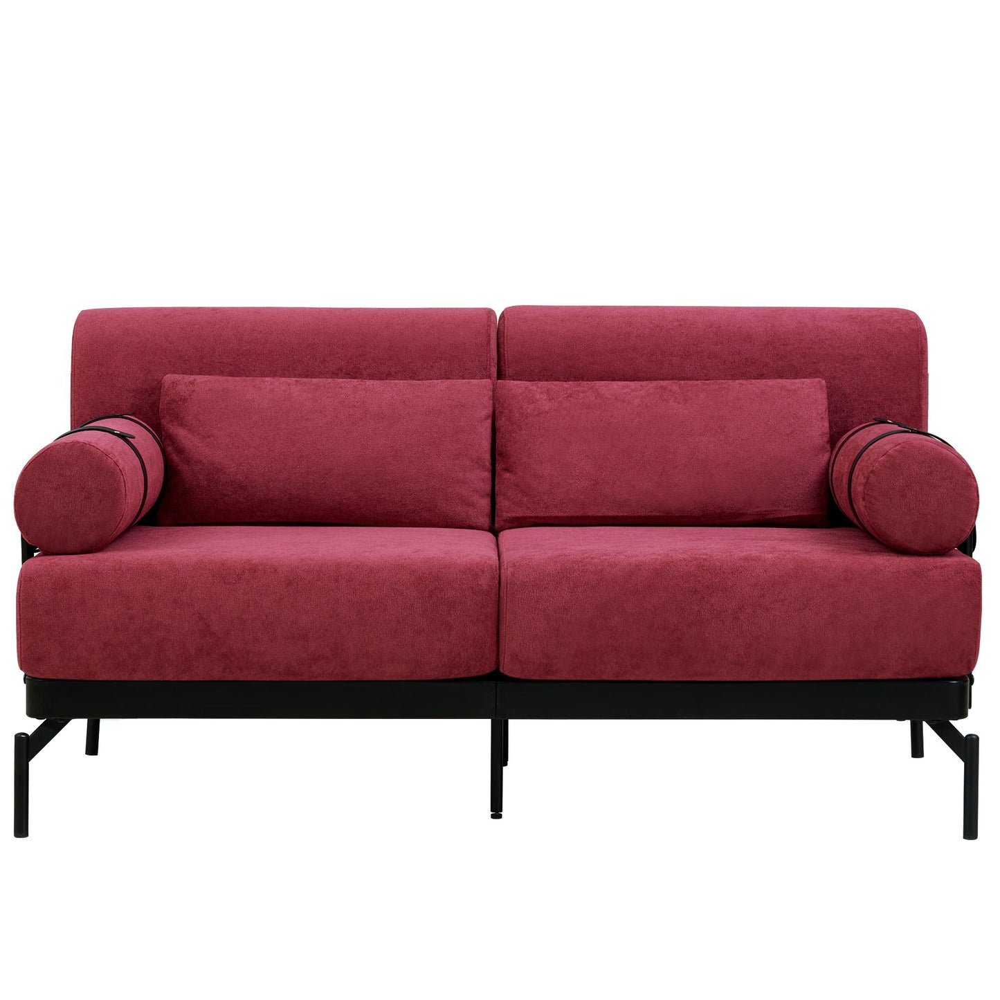 Modern Loveseat Sofa 2 Seater With USB Ports, Cylindrical Armrests