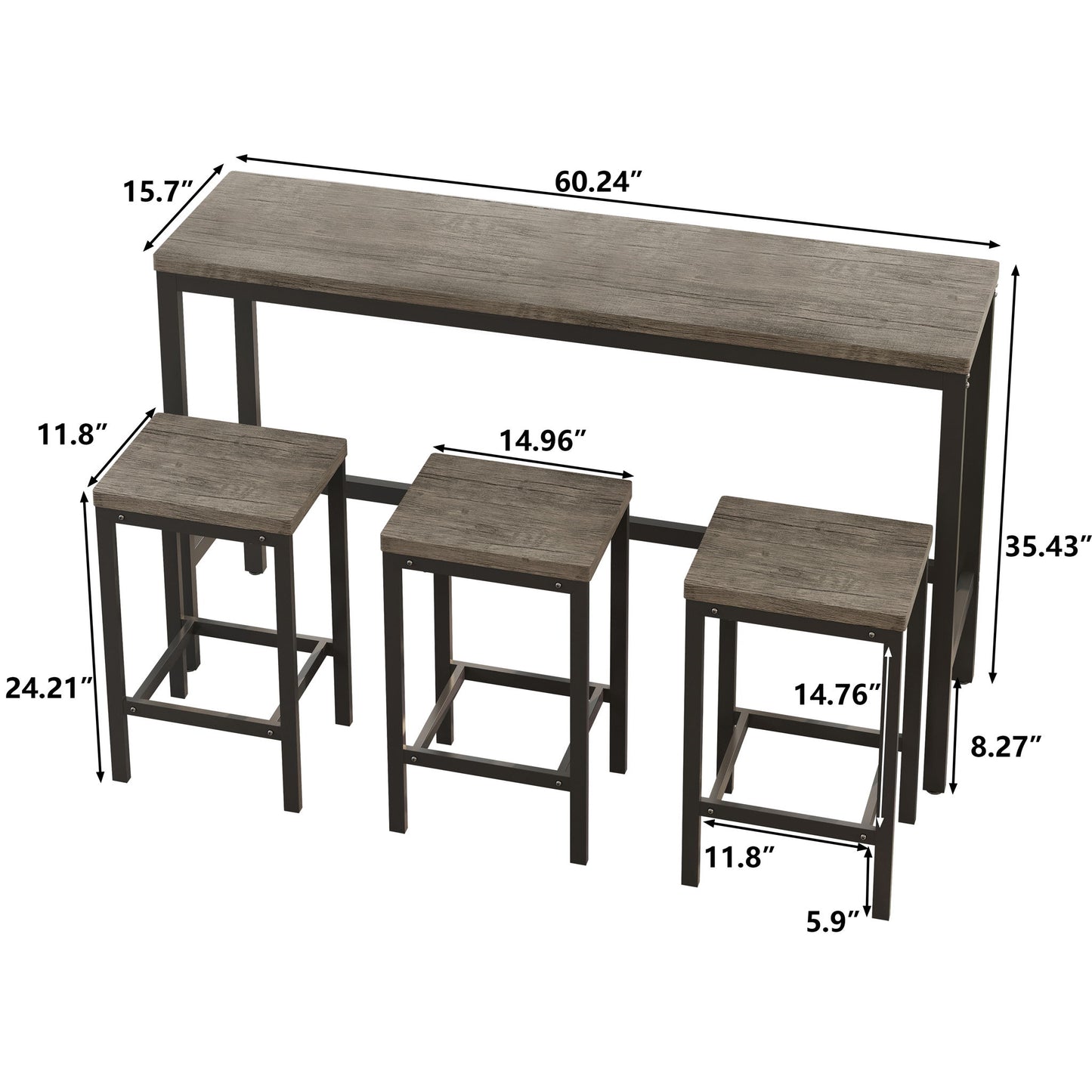 Modern Design Long Dining Table Set With 3 Stools